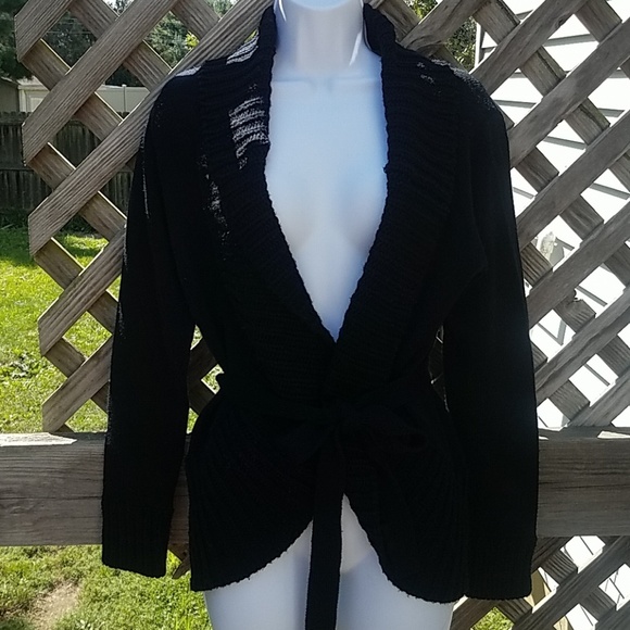 Carolyn Taylor Sweaters - Cable knit Cardigan Sweater with Tie